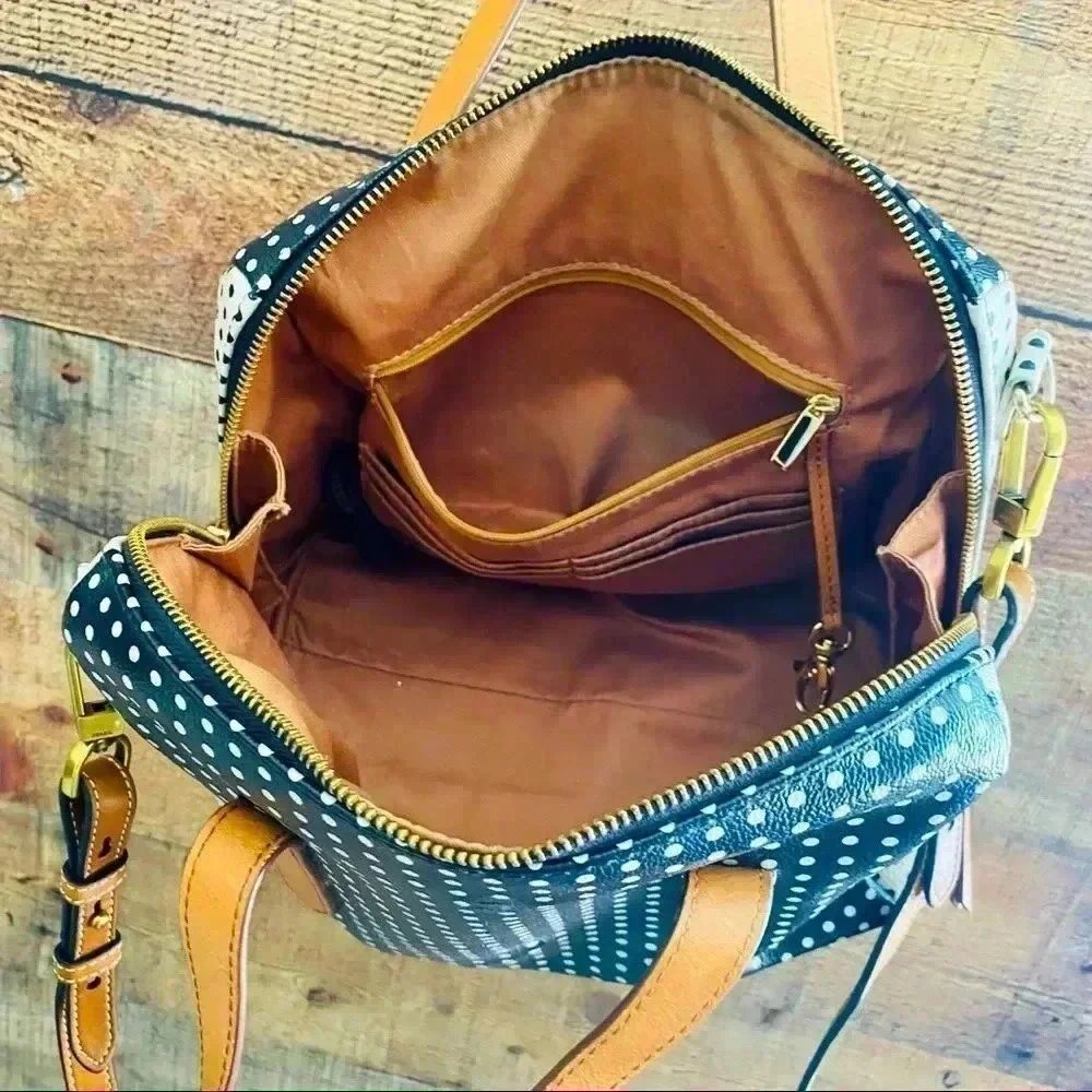 Fossil Sydney Polka Dot Satchel/Crossbody Bag